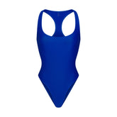 ICONIC SWIM RACERBACK ONE PIECE | COBALT FLAT ON A WHITE BACKGROUND | FLT