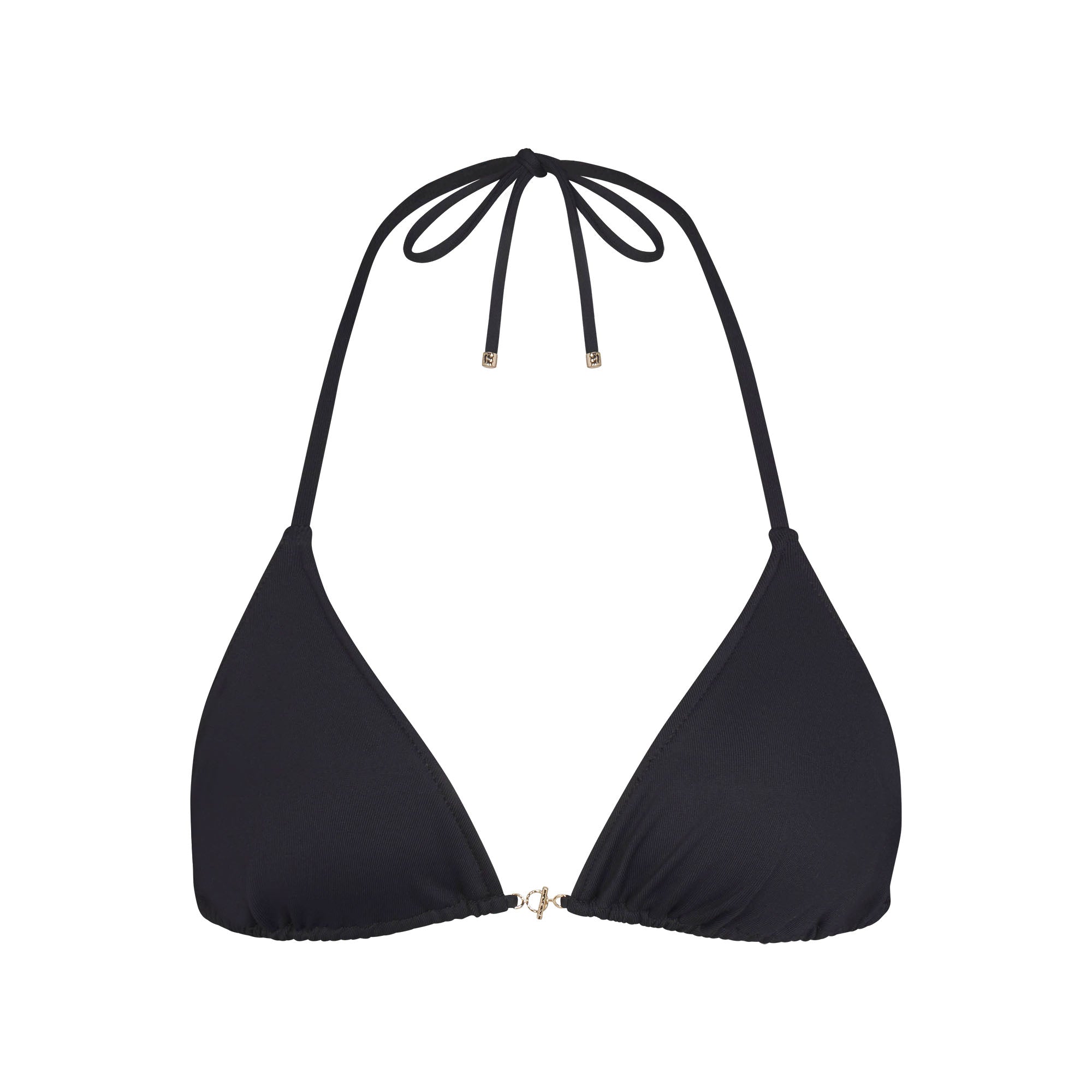 ICONIC SWIM HARDWARE TRIANGLE BIKINI TOP | OBSIDIAN FLAT ON A WHITE BACKGROUND | FLT