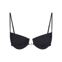 ICONIC SWIM HARDWARE UNDERWIRE BIKINI TOP | OBSIDIAN FLAT ON A WHITE BACKGROUND | FLT