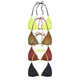 SIGNATURE SWIM TRIANGLE BIKINI TOP 4-PACK | OMBRE SNAKE MULTI LAYS FLAT ON A WHITE BACKGROUND | FLT