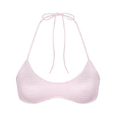 SATIN SWIM SMOCKED SCOOP BIKINI TOP | CHERRY BLOSSOM FLAT ON A WHITE BACKGROUND | FLT