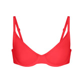 ICONIC SWIM UNDERWIRE DEMI BIKINI TOP | CARMINE FLAT ON A WHITE BACKGROUND | FLT