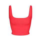 ICONIC SWIM CROP TOP | CARMINE FLAT ON A WHITE BACKGROUND | FLT