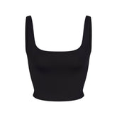ICONIC SWIM CROP TOP | OBSIDIAN FLAT ON A WHITE BACKGROUND | FLT