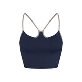 SIGNATURE SWIM CAMI TOP | NAVY CONTRAST LAYS FLAT ON A WHITE BACKGROUND | FLT