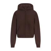 FRENCH TERRY ZIP UP HOODIE | ESPRESSO LAYS FLAT ON A WHITE BACKGROUND | FLT