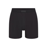 SKIMS COTTON MENS KNIT BOXER | ONYX (MENS BOXERS) FLAT ON A WHITE BACKGROUND | FLT