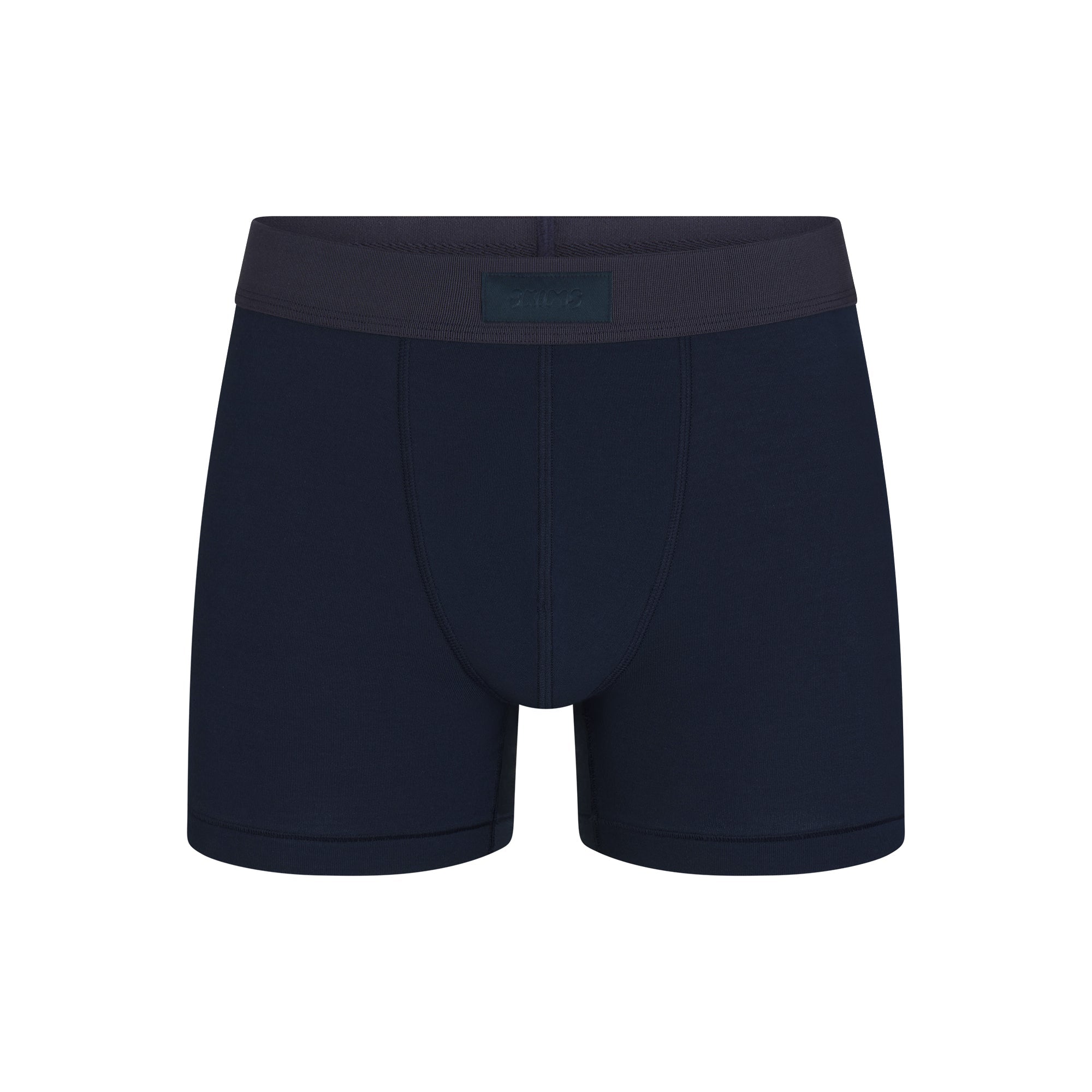 SKIMS COTTON MENS 3" BOXER BRIEF | NAVY FLAT ON A WHITE BACKGROUND | FLT