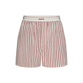 COTTON POPLIN MENS LOGO BAND BOXER | CINNAMON STONE STRIPE FLAT ON A WHITE BACKGROUND | FLT