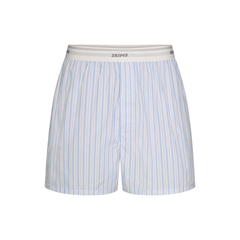 COTTON POPLIN MENS LOGO BAND BOXER | PLATINUM DOUBLE STRIPE FLAT ON A WHITE BACKGROUND | FLT