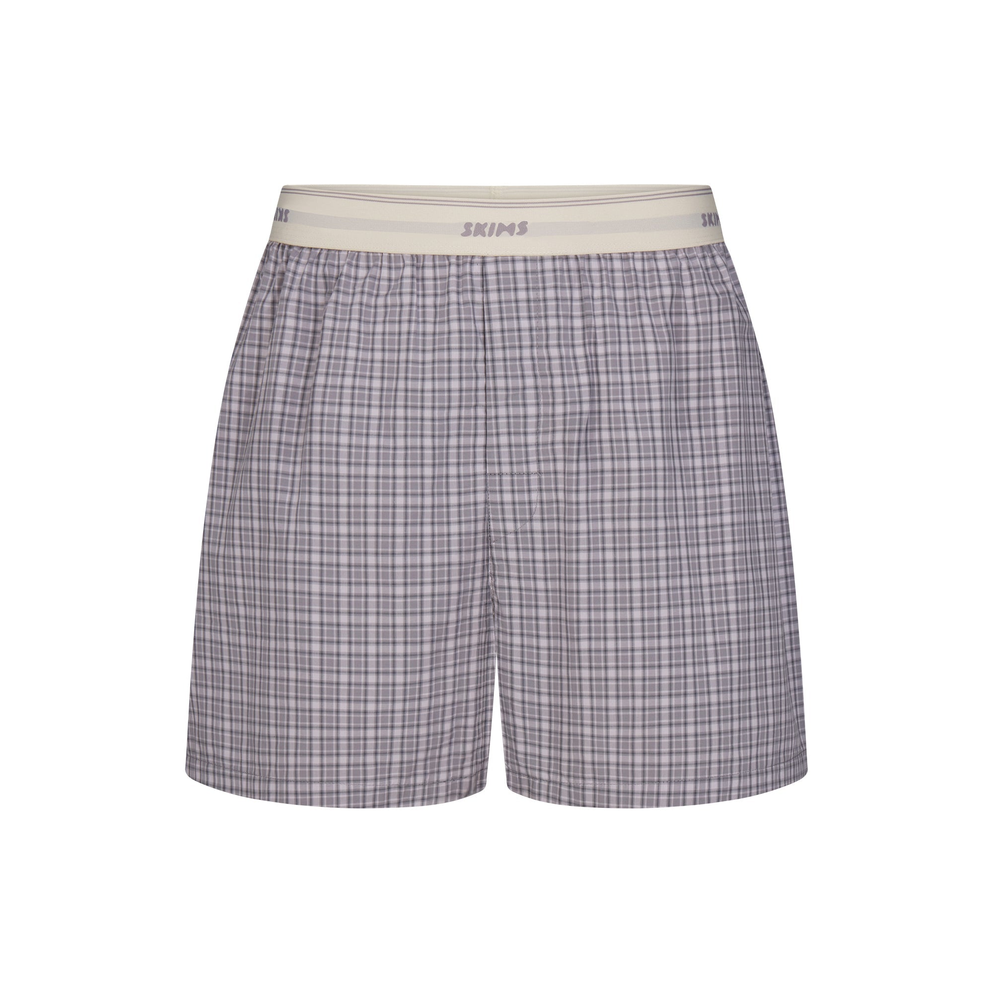 COTTON POPLIN MENS LOGO BAND BOXER | FULL MOON CHECK FLAT ON A WHITE BACKGROUND | FLT
