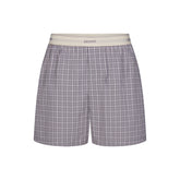 COTTON POPLIN MENS LOGO BAND BOXER | FULL MOON CHECK FLAT ON A WHITE BACKGROUND | FLT