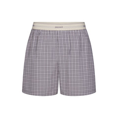 COTTON POPLIN MENS LOGO BAND BOXER | FULL MOON CHECK FLAT ON A WHITE BACKGROUND | FLT