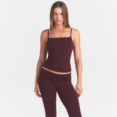 COTTON JERSEY CAMI | CURRANT ON A MODEL FRONT VIEW @ | FOCUS: 0.0, 1.0, 0.9