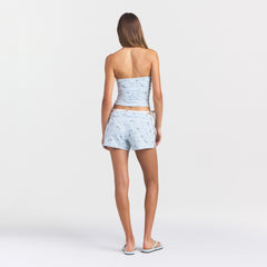 COTTON JERSEY TUBE TOP | POWDER BLUE BANDANA ON A MODEL SIDE VIEW @ | FOCUS: 0.0, 1.0, 0.9