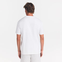 HEAVYWEIGHT COTTON MENS RELAXED T-SHIRT | CHALK ON A MODEL BACK VIEW @ | FOCUS: 0.0, 1.0, 0.9