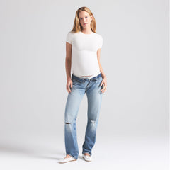 COTTON JERSEY MATERNITY T-SHIRT | MARBLE ON A MODEL FRONT VIEW | FOCUS: 0.0, 1.0, 0.9
