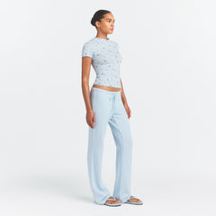 COTTON JERSEY T-SHIRT | POWDER BLUE BANDANA ON A MODEL SIDE VIEW @ | FOCUS: 0.0, 1.0, 0.9