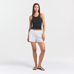 COTTON POPLIN BOXER SLEEP SET | ONYX DOT ON A MODEL FRONT VIEW @ | FOCUS: 0.0, 1.0, 0.9