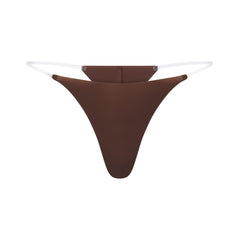 INVISIBLE CLEAR STRAP STRING THONG | COCOA LAYS FLAT ON A WHITE BACKGROUND | FLT