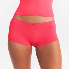 FITS EVERYBODY PICOT CAMI AND BOY SHORT SET | ULTRA PINK ON A MODEL SIDE VIEW @ | FOCUS: 0.0, 1.0, 0.9