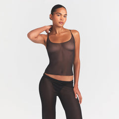 ULTRA FINE MESH CAMI | OBSIDIAN ON A MODEL SIDE VIEW @ | FOCUS: 0.0, 1.0, 0.9