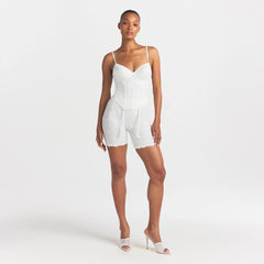 LACE SHAPEWEAR CORSET | IVORY ON A MODEL FRONT VIEW @
