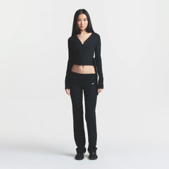 ESSENTIAL SWEATERS WRAP SWEATER | ONYX & LAYS FLAT ON A WHITE BACKGROUND | FLT @ | FOCUS: 0.0, 1.0, 0.9