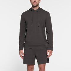 JERSEY LOUNGE MENS HOODIE | ASH ON A MODEL FRONT VIEW