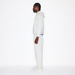 FLEECE LOUNGE MENS CLASSIC HOODIE | LIGHT HEATHER GREY ON A MODEL FRONT VIEW @ | FOCUS: 0.0, 1.0, 0.9