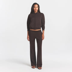 FRENCH TERRY ZIP UP HOODIE | ESPRESSO ON A MODEL FRONT VIEW @ | FOCUS: 0.0, 1.0, 0.9