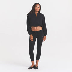 COTTON FLEECE BOMBER | ONYX ON A MODEL FRONT VIEW @ | FOCUS: 0.0, 1.0, 0.9