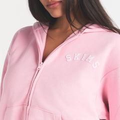 COTTON FLEECE LOGO CLASSIC ZIP UP HOODIE | HALITE WITH SNOW LOGO ON A MODEL FRONT VIEW @ | FOCUS: 0.0, 1.0, 0.9