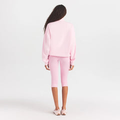 COTTON FLEECE MOCK NECK QUARTER ZIP | CHERRY BLOSSOM ON A MODEL FRONT VIEW @ | FOCUS: 0.0, 1.0, 0.9