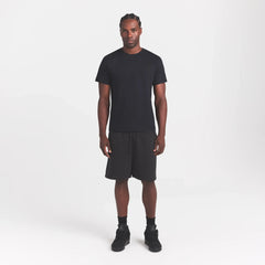 HEAVYWEIGHT COTTON MENS CLASSIC CREW NECK T-SHIRT | OBSIDIAN ON A MODEL FRONT VIEW @ | FOCUS: 0.0, 1.0, 0.9