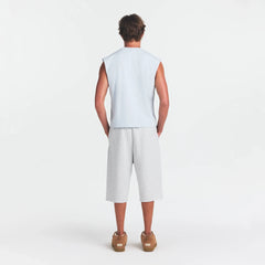 HEAVYWEIGHT COTTON MENS CROPPED TANK | ATMOSPHERE ON A MODEL BACK VIEW @ | FOCUS: 0.0, 1.0, 0.9