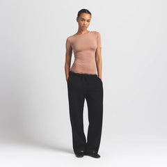 SHEER MODAL LONG T-SHIRT | SIENNA ON A MODEL FRONT VIEW S | FOCUS: 0.0, 1.0, 0.9