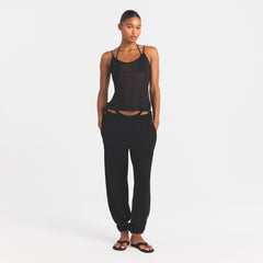 SLINKY KNIT CAMI | OBSIDIAN ON A MODEL FRONT VIEW @ | FOCUS: 0.0, 1.0, 0.9