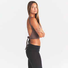 COTTON JERSEY TIE BACK TANK | AMETHYST ON A MODEL | FOCUS: 0.0, 1.0, 0.9