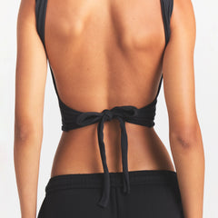 COTTON JERSEY TIE BACK TANK | SOOT ON A MODEL | FOCUS: 0.0, 1.0, 0.9