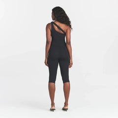 SMOOTH LAYERS ASYMMETRICAL TANK | OBSIDIAN ON A MODEL BACK VIEW @ | FOCUS: 0.0, 1.0, 0.9