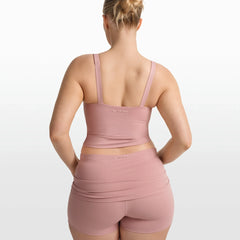 NikeSKIMS MATTE SQUARE NECK TANK | HIMALAYAN ON A MODEL FRONT VIEW @ | FOCUS: 0.0, 1.0, 0.9