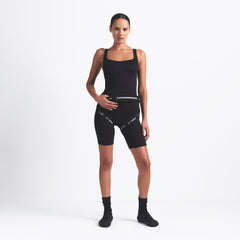 NikeSKIMS MATTE SQUARE NECK TANK | OBSIDIAN ON A MODEL FRONT VIEW @ | FOCUS: 0.0, 1.0, 0.9