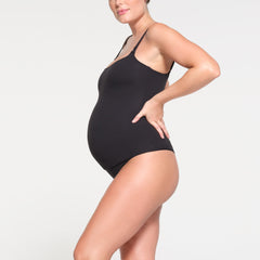 FITS EVERYBODY MATERNITY NURSING TANK | ONYX ON A MODEL SIDE VIEW