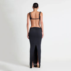 VETTESE X SKIMS SHEER MODAL DRAPED BRALETTE | ONYX ON A MODEL BACK VIEW