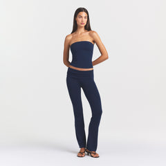 COTTON JERSEY TUBE TOP | NAVY ON A MODEL FRONT VIEW @ | FOCUS: 0.0, 1.0, 0.9