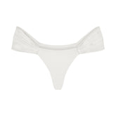 ULTRA FINE MESH DRAPED THONG | IVORY LAYS FLAT ON A WHITE BACKGROUND | FLT