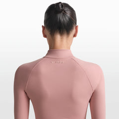 NikeSKIMS MATTE MOCK NECK FULL ZIP JACKET | HIMALAYAN ON A MODEL FRONT VIEW @ | FOCUS: 0.0, 1.0, 0.9