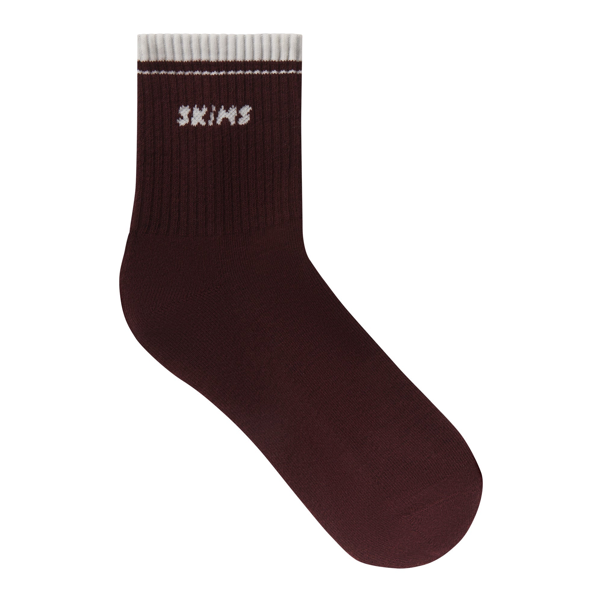 RIBBED QUARTER CREW LOGO SOCK 3-PACK | CURRANT SNOW MULTI ON A MODEL | FOCUS: 0.0, 1.0, 0.9