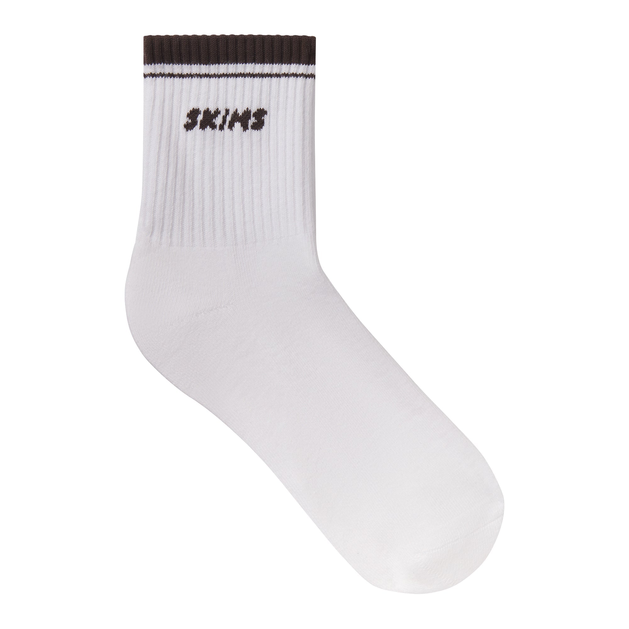 RIBBED QUARTER CREW LOGO SOCK 3-PACK | STONE MULTI & LAYS FLAT ON A WHITE BACKGROUND | FLT
